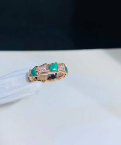 Bvlgari Serpenti Vipper Womens Rings Gemstone Diamond 18K Rose Gold Custom (2)