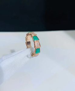 Bvlgari Serpenti Vipper Womens Rings Gemstone Diamond 18K Rose Gold Custom (2)