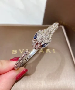 Bvlgari Serpenti Womens Bracelet Custom Diamond White Gold 18K (2)
