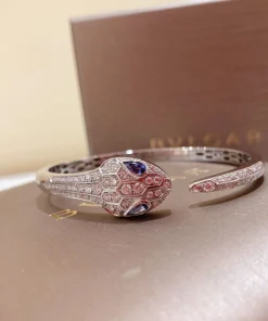 Bvlgari Serpenti Womens Bracelet Custom Diamond White Gold 18K (2)