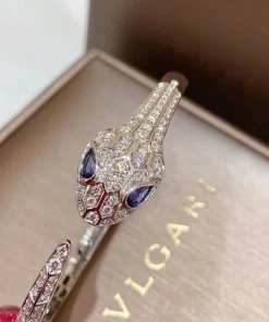 Bvlgari Serpenti Womens Bracelet Custom Diamond White Gold 18K (2)