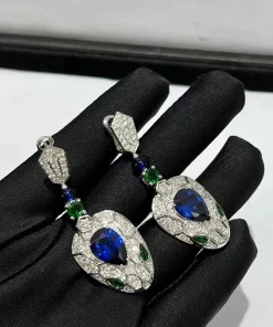 Bvlgari Serpenti Womens Earrings Custom 18K White Gold Diamond (2)
