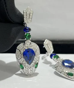 Bvlgari Serpenti Womens Earrings Custom 18K White Gold Diamond (2)