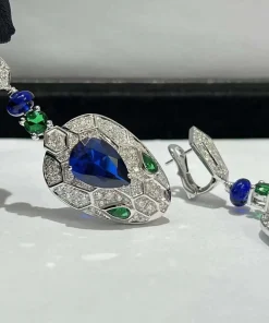 Bvlgari Serpenti Womens Earrings Custom 18K White Gold Diamond (2)