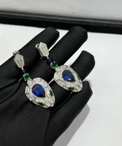 Bvlgari Serpenti Womens Earrings Custom 18K White Gold Diamond (2)