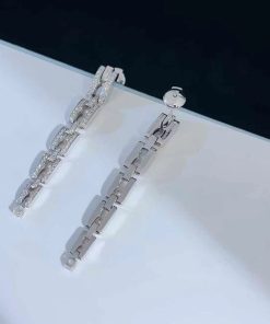 Bvlgari Womens Earring Custom Natural Diamond 18K White Gold (2)