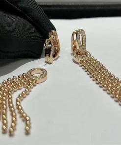 Cartier Agrafe Women Earrings Custom Diamond 18K Rose Gold (2)