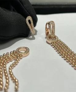 Cartier Agrafe Women Earrings Custom Diamond 18K Rose Gold (2)