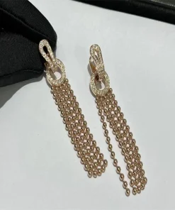 Cartier Agrafe Women Earrings Custom Diamond 18K Rose Gold (2)