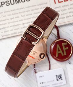Cartier Ballon Bleu Lady Replica 11 Watch Brown Leather Strap AF Factory 33mm (2)
