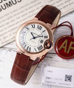 Cartier Ballon Bleu Lady Replica 11 Watch Brown Leather Strap AF Factory 33mm (2)