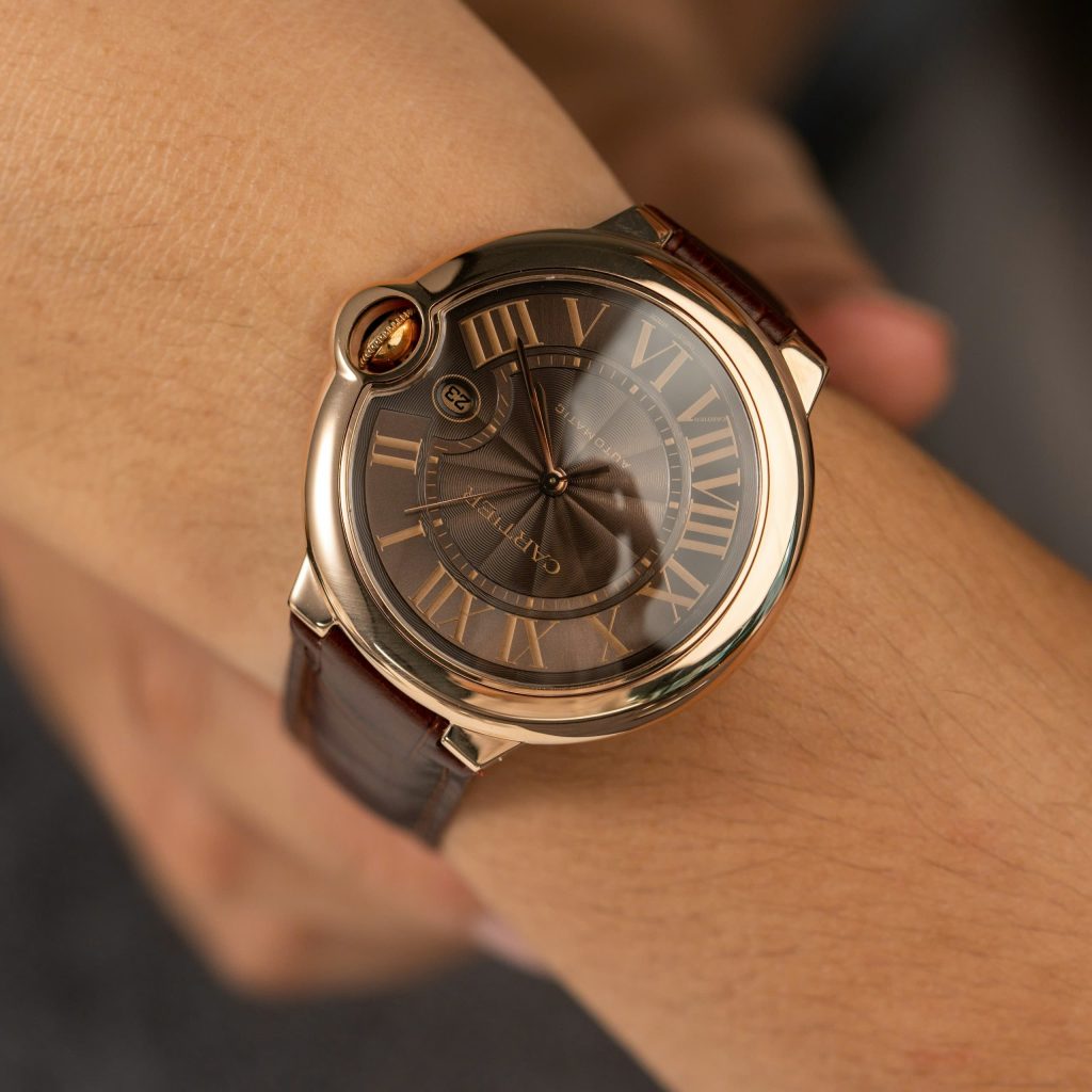 Cartier Ballon Bleu W6920037 Rose Gold Replica Watch Brown Leather Strap 42mm (2)