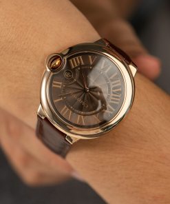 Cartier Ballon Bleu W6920037 Rose Gold Replica Watch Brown Leather Strap 42mm (2)