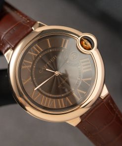 Cartier Ballon Bleu W6920037 Rose Gold Replica Watch Brown Leather Strap 42mm (2)