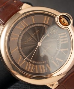 Cartier Ballon Bleu W6920037 Rose Gold Replica Watch Brown Leather Strap 42mm (2)