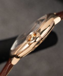 Cartier Ballon Bleu W6920037 Rose Gold Replica Watch Brown Leather Strap 42mm (2)