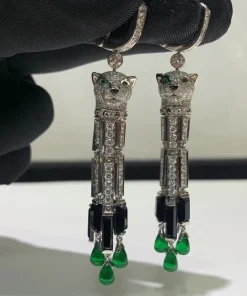 Cartier De Panthère Custom Diamond White Gold 18K Earrings (2)