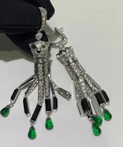 Cartier De Panthère Custom Diamond White Gold 18K Earrings (2)