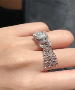 Cartier De Panthere Leopard Rings Custom Diamond 18K White Gold (2)