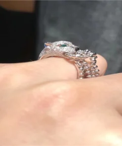 Cartier De Panthere Leopard Rings Custom Diamond 18K White Gold (2)