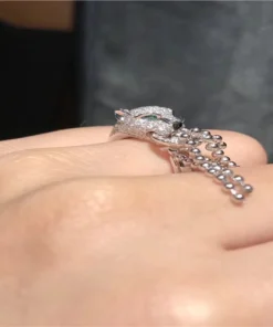 Cartier De Panthere Leopard Rings Custom Diamond 18K White Gold (2)