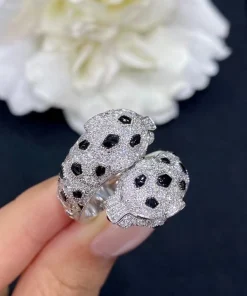 Cartier De Panthère Men Rings Custom 18K White Gold Diamond (2)