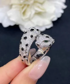 Cartier De Panthère Men Rings Custom 18K White Gold Diamond (2)