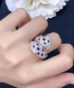 Cartier De Panthère Men Rings Custom 18K White Gold Diamond (2)