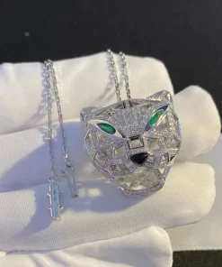 Cartier De Panthère Necklace Diamond White Gold Custom (2)