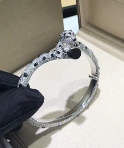 Cartier De Panthere Women Bracelet Diamond Custom White Gold 18K (2)