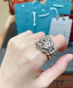 Cartier De Panthere Women Rings Custom Diamond White Gold 18K (2)