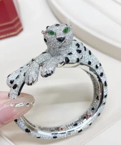 Cartier De Panthère Womens Bracelet 18K White Gold Diamond Custom (2)