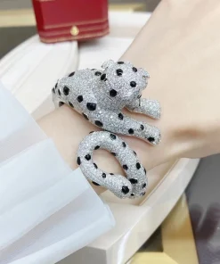 Cartier De Panthère Womens Bracelet 18K White Gold Diamond Custom (2)