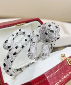 Cartier De Panthère Womens Bracelet 18K White Gold Diamond Custom (2)