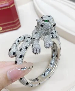 Cartier De Panthère Womens Bracelet 18K White Gold Diamond Custom (2)