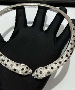 Cartier De Panthère Womens Necklace 18K White Gold Diamond Custom (2)