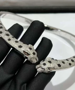 Cartier De Panthère Womens Necklace 18K White Gold Diamond Custom (2)