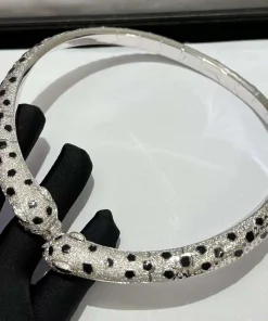 Cartier De Panthère Womens Necklace 18K White Gold Diamond Custom (2)