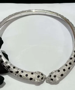 Cartier De Panthère Womens Necklace 18K White Gold Diamond Custom (2)