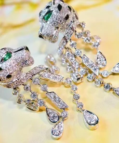 Cartier De Panthere Womens Necklace Custom Diamond White Gold 18K (2)