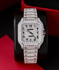 Cartier Iced Out Santos Customs Full Moissanite Diamonds Best Replica (3)