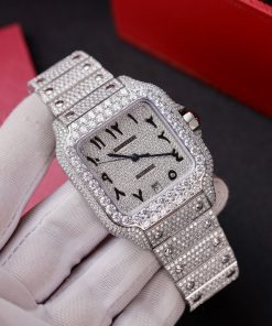 Cartier Iced Out Santos Customs Full Moissanite Diamonds Best Replica (3)