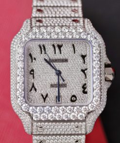 Cartier Iced Out Santos Customs Full Moissanite Diamonds Best Replica (3)