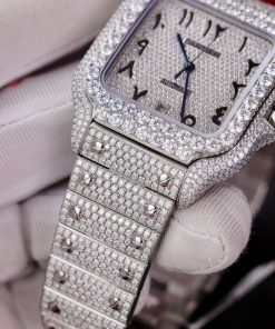 Cartier Iced Out Santos Customs Full Moissanite Diamonds Best Replica (3)