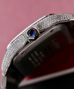Cartier Iced Out Santos Customs Full Moissanite Diamonds Best Replica (3)