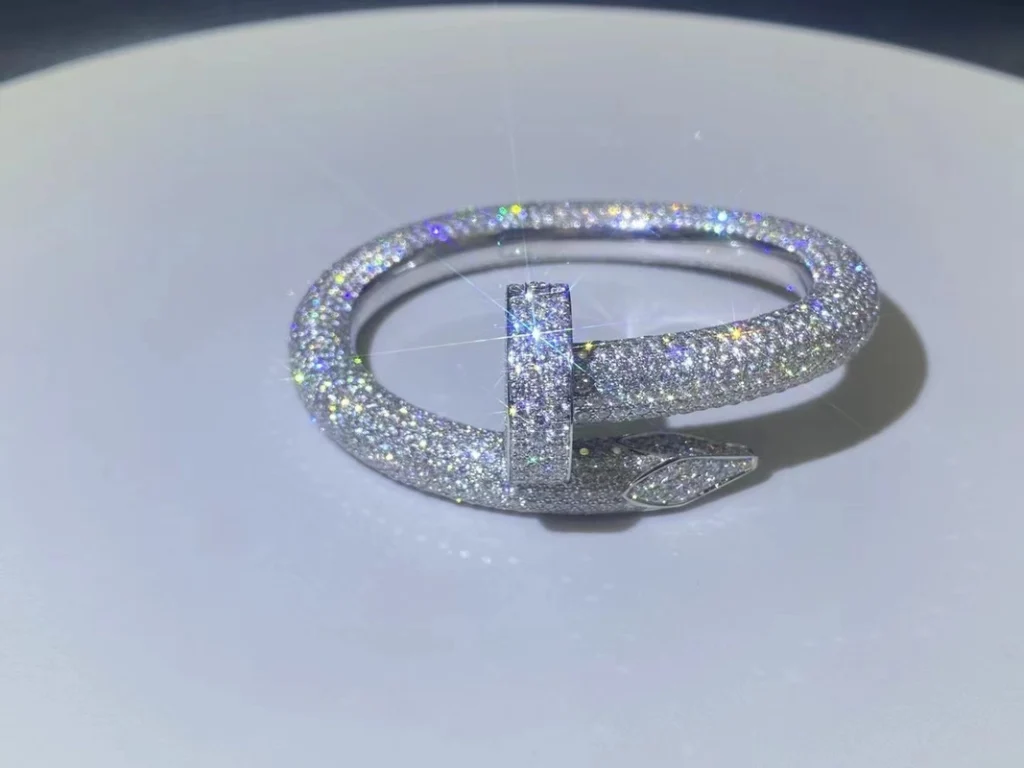 Cartier Juste Un Clou Bracelet Full Diamond Studded 18K White Gold Custom (2)
