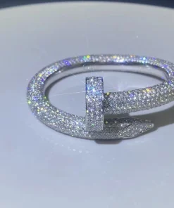 Cartier Juste Un Clou Bracelet Full Diamond Studded 18K White Gold Custom (2)