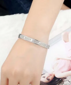 Cartier Love 18k White Gold Natural Diamond Pave Bangle Bracelet Custom (2)