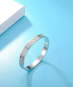 Cartier Love 18k White Gold Natural Diamond Pave Bangle Bracelet Custom (2)