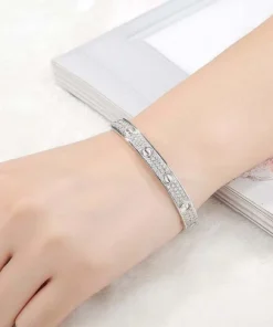 Cartier Love 18k White Gold Natural Diamond Pave Bangle Bracelet Custom (2)